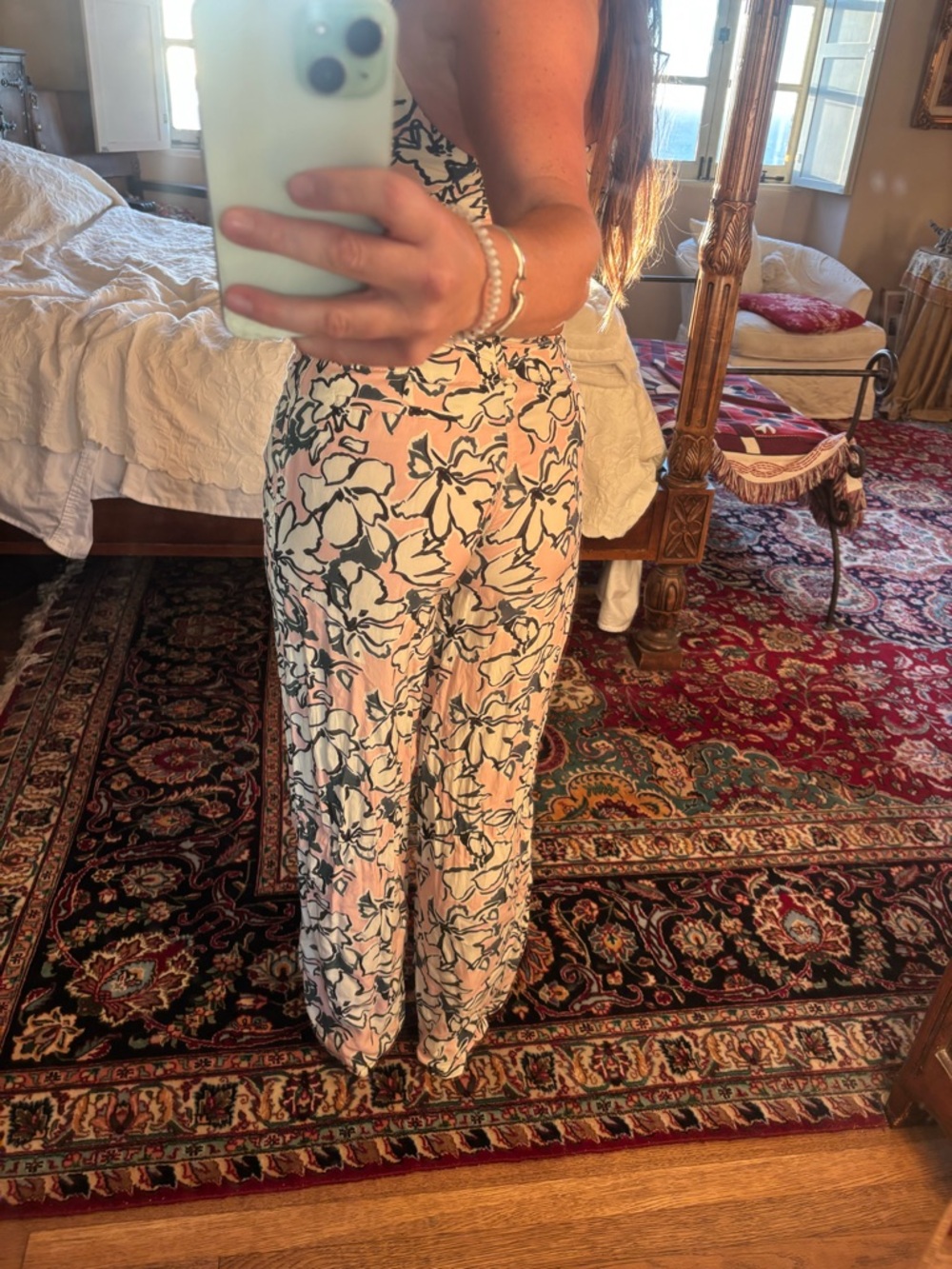 Banana Republic Pink and Green Floral Two Piece Set